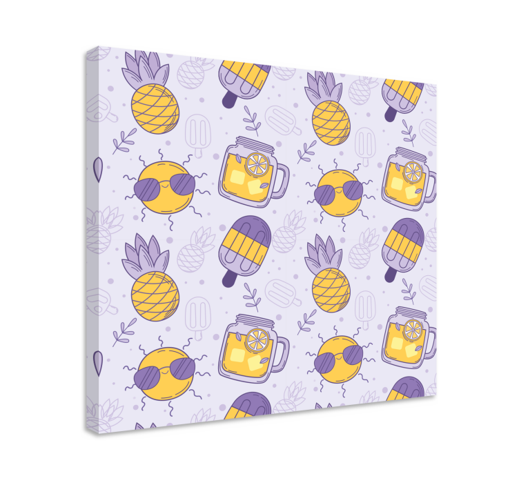 Fruit canvas wall art sunny pineapple delights - TenStickers