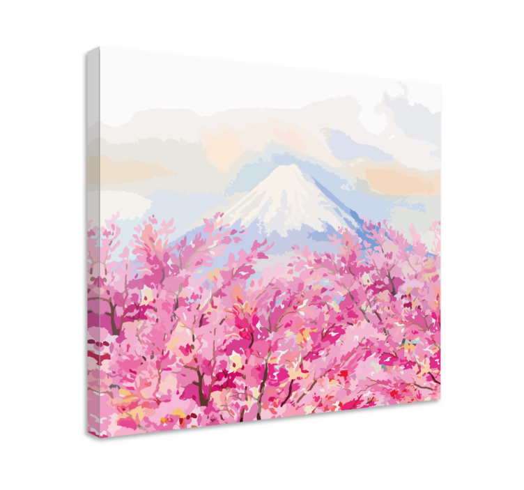 Flowers canvas mount fuji blossom artwork - TenStickers