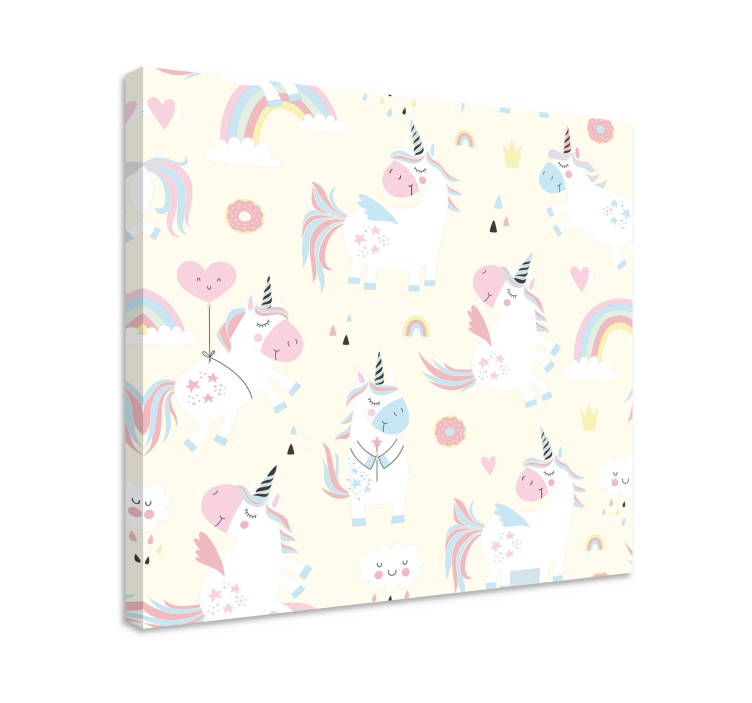 Happy unicorns in wonderland nursery canvas - TenStickers