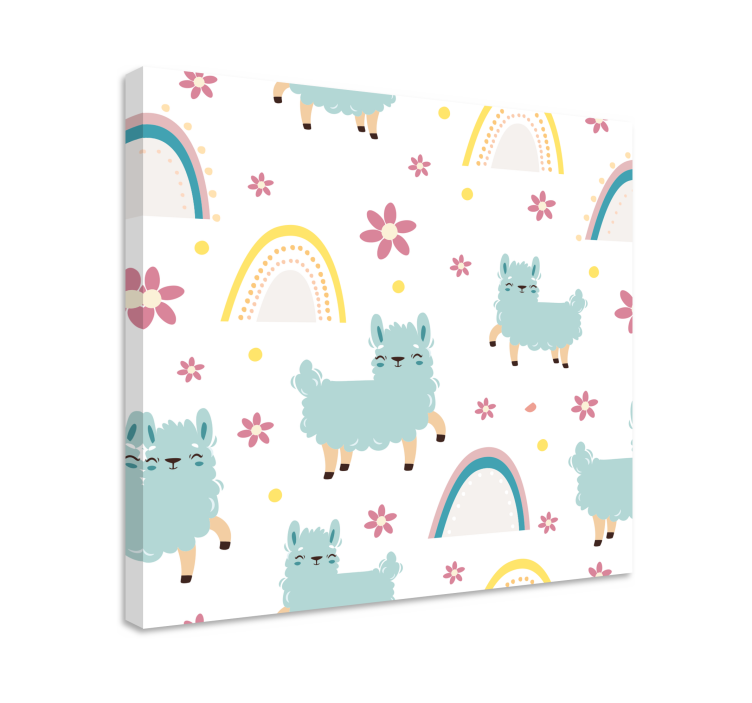 Animal canvas wall art llama and floral - TenStickers