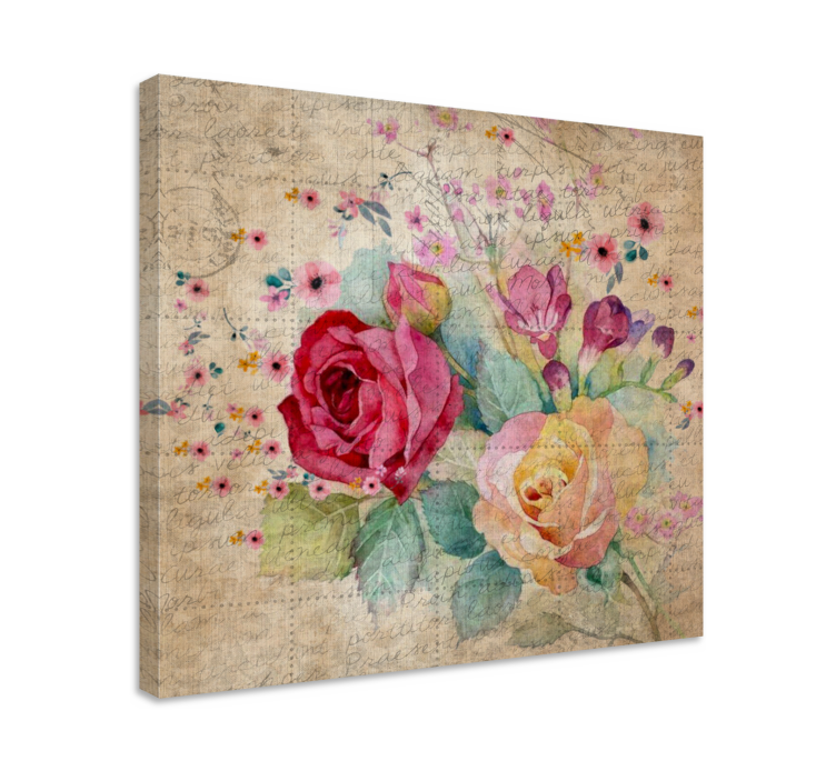 Flowers canvas romantic rose design - TenStickers
