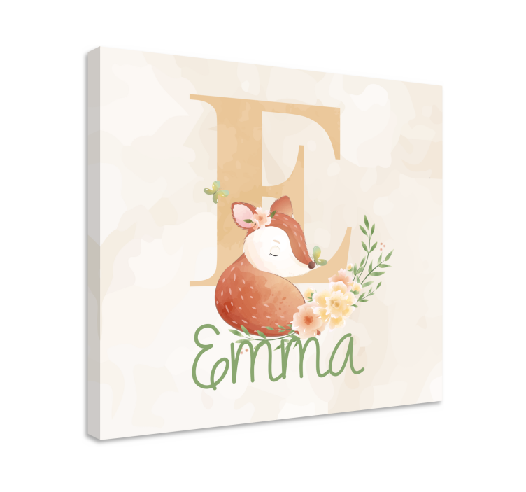 Cute animals deer with name personalised canvas - TenStickers
