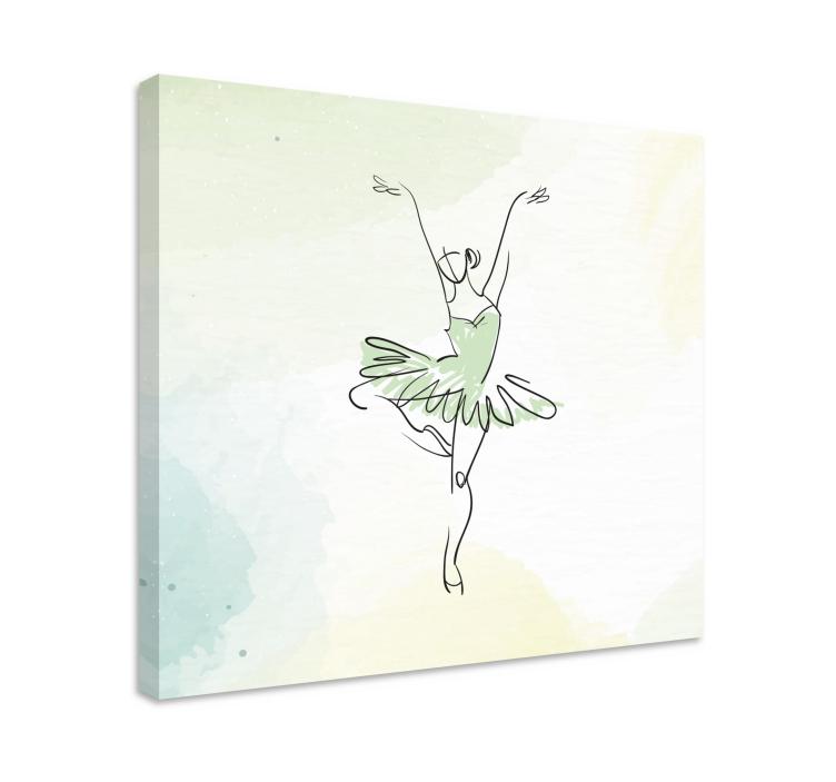 Ballerina in pose line art nursery canvas - TenStickers