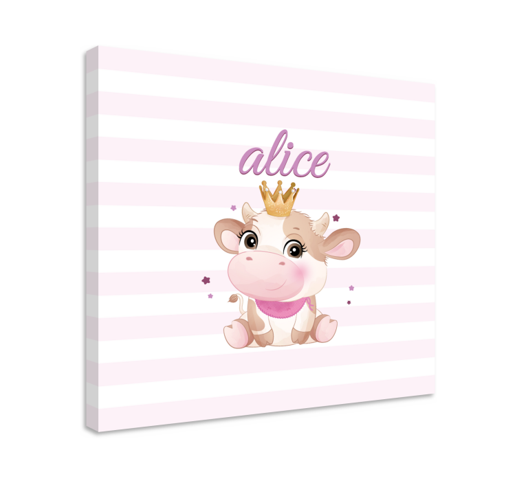 Animal canvas wall art cute cow princess - TenStickers