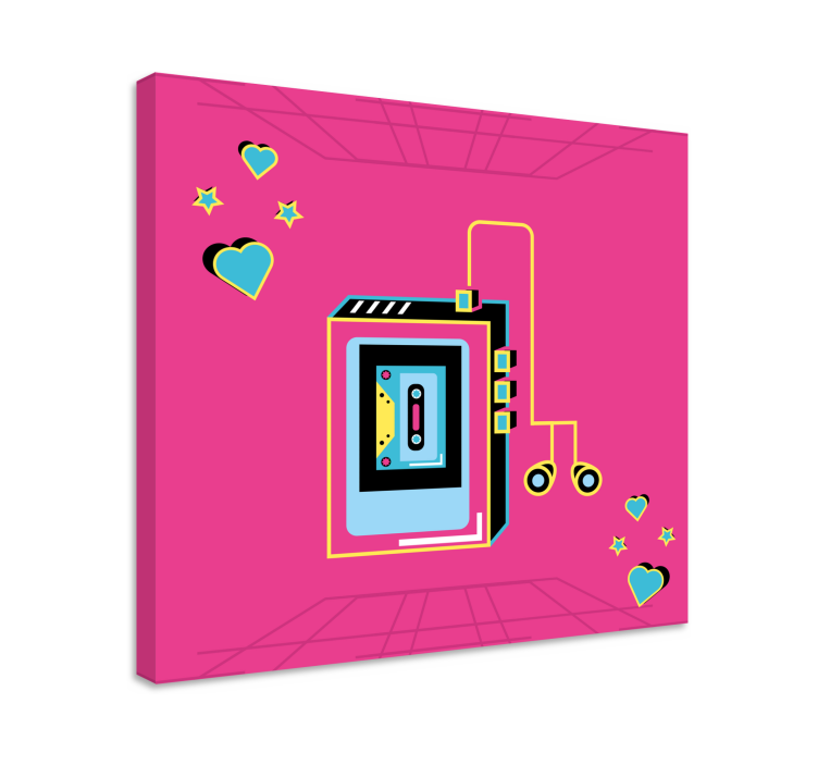 Music canvas art retro cassette love - TenStickers