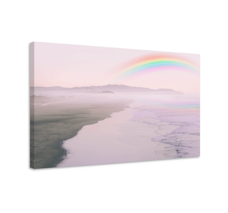 Serene coastal rainbow landscape canvas - TenStickers
