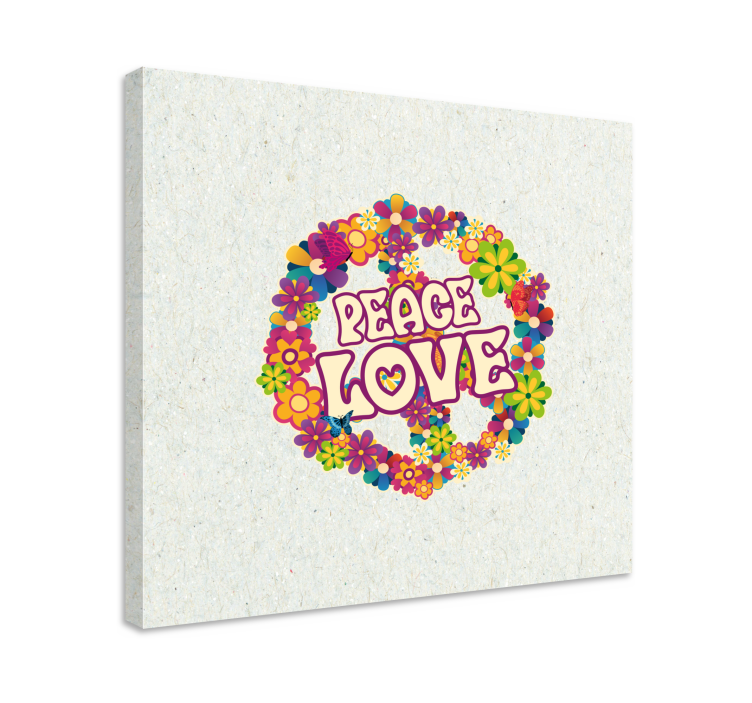 Peace love floral crown quote canvas - TenStickers