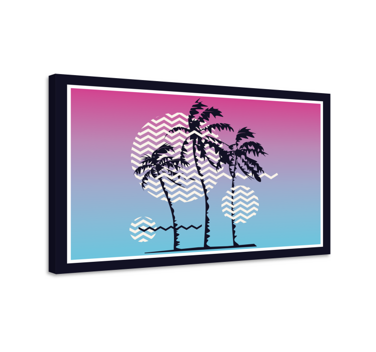 Retro sunset palm trees retro canvas - TenStickers