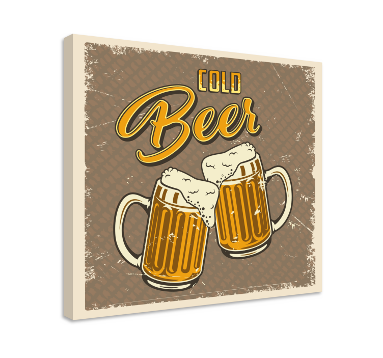Cold beer retro dirty effect Bar canvas print - TenStickers