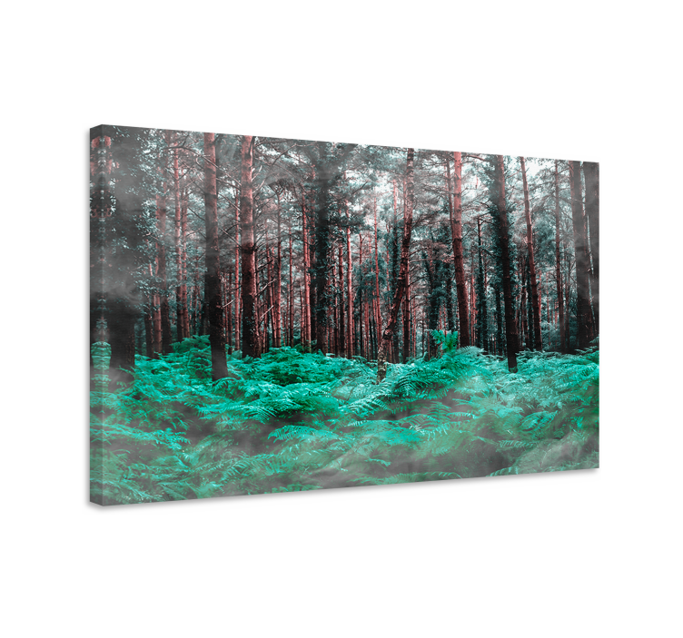 Flowers canvas lush green ferns artwork - TenStickers