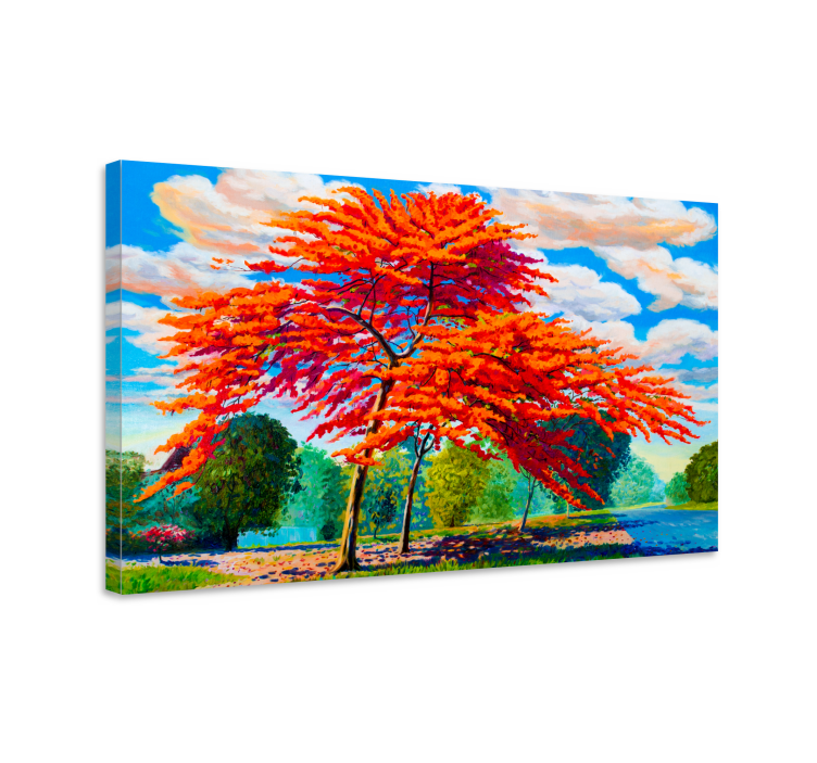 Multi Tree Oil Painting elegant canvas - TenStickers