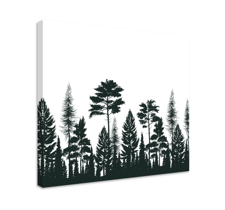 Pine trees silhouette Tree wall canvas - TenStickers