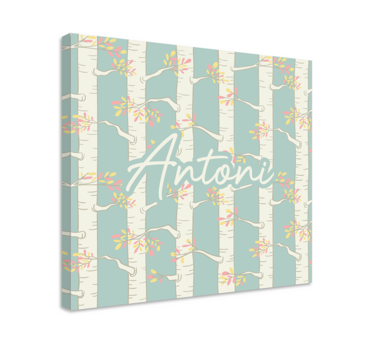 Flowers canvas birch tree blossoms artwork - TenStickers