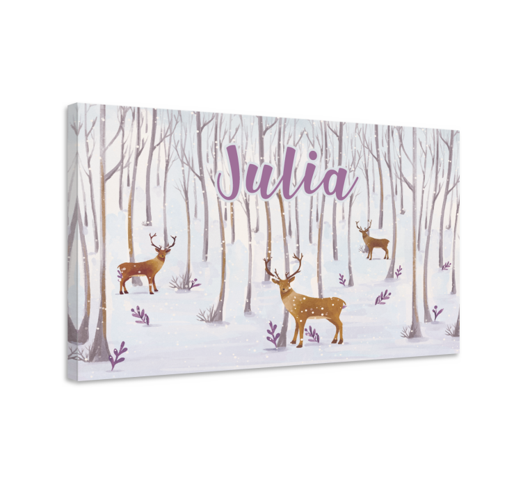Stag canvas winter stag scene artwork - TenStickers