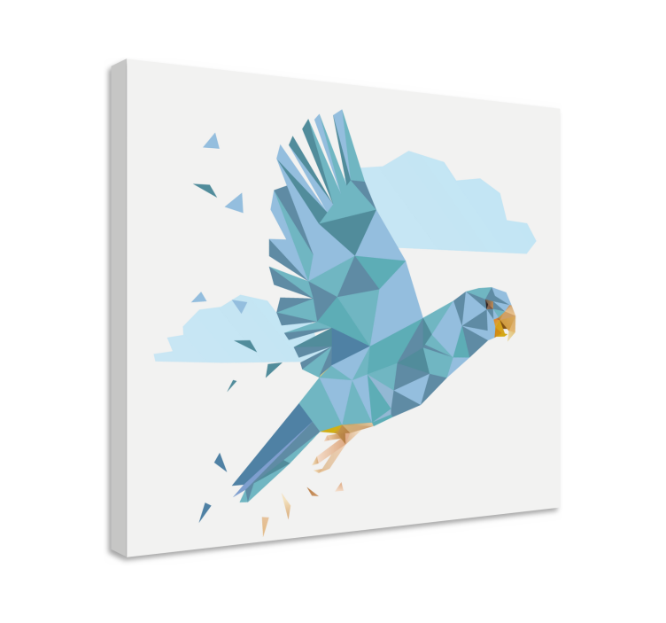 Geometric-animals blue cute parrot  bird canvas - TenStickers