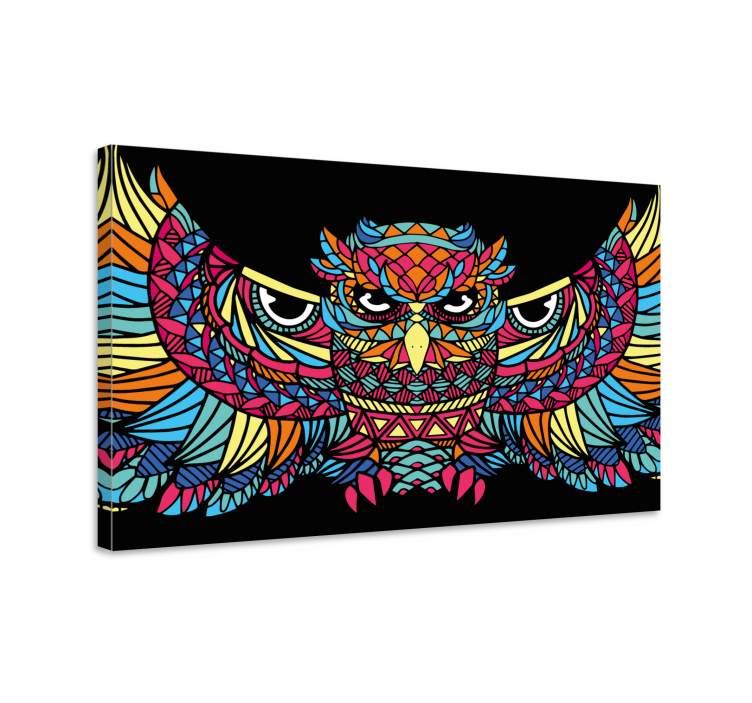 Geometric-animals brave owl bird canvas - TenStickers
