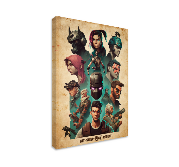 collage of epic characters video game canvas art - TenStickers