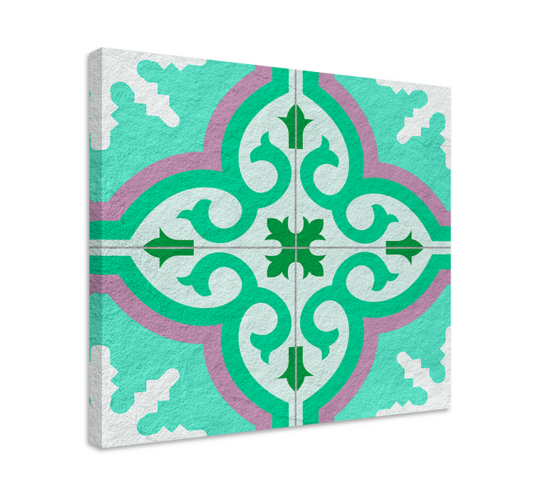 green hydraulic tile retro canvas - TenStickers