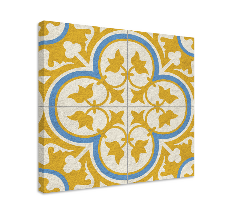 yellow hydraulic tile retro canvas - TenStickers