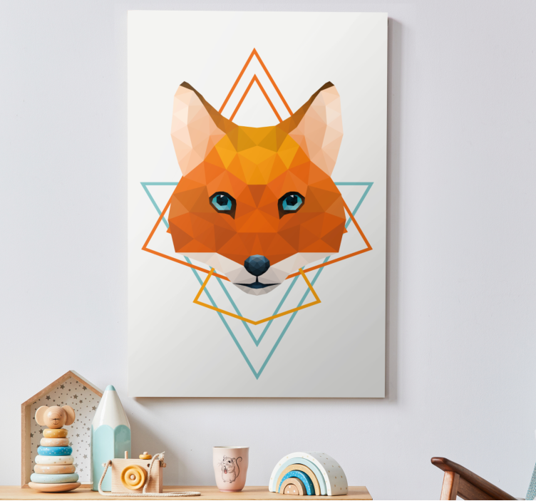 3d pictures wall art polygonal fox head - TenStickers