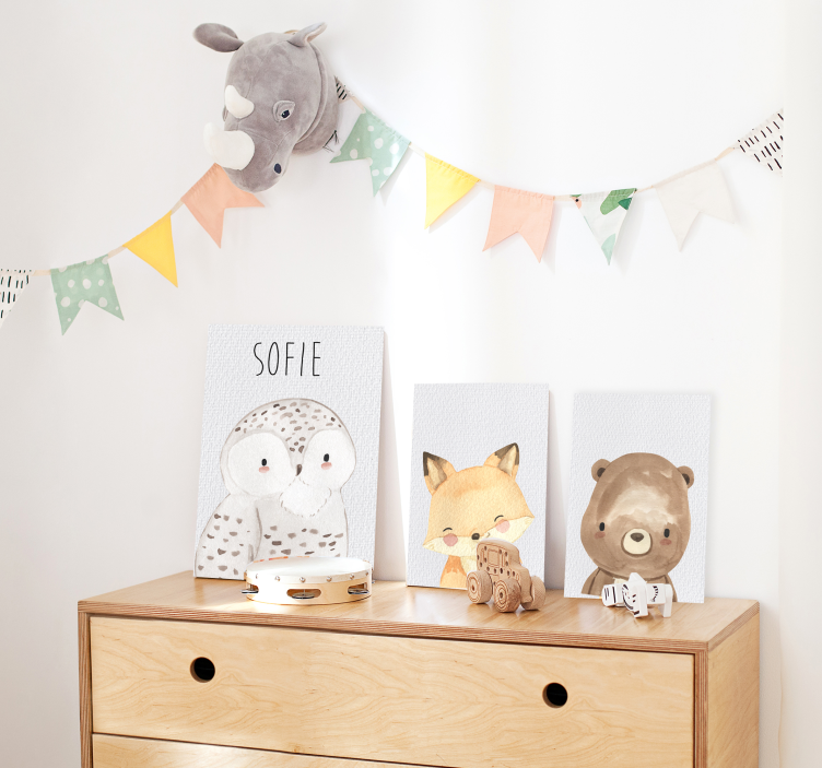 Baby badger with name childrens wall art canvas - TenStickers