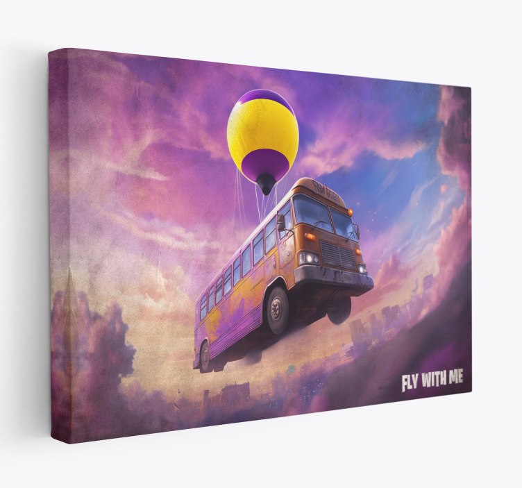 flying bus scene video game canvas art - TenStickers