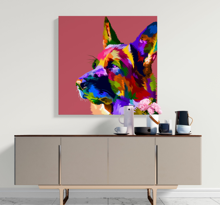 Rainbow German Shepard dog canvas prints - TenStickers