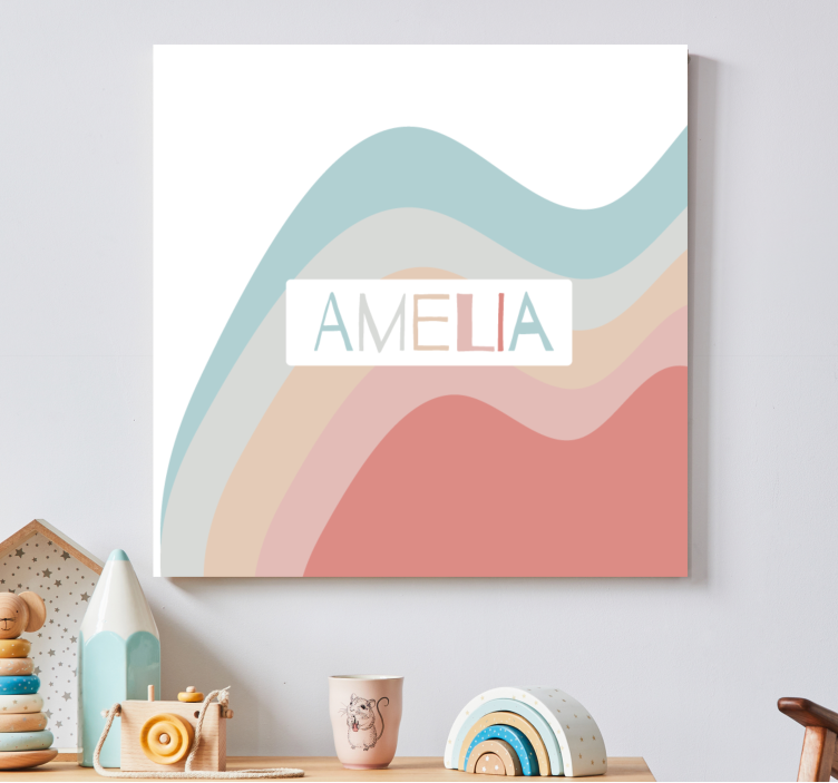 Abc canvas wall art curved text waves - TenStickers