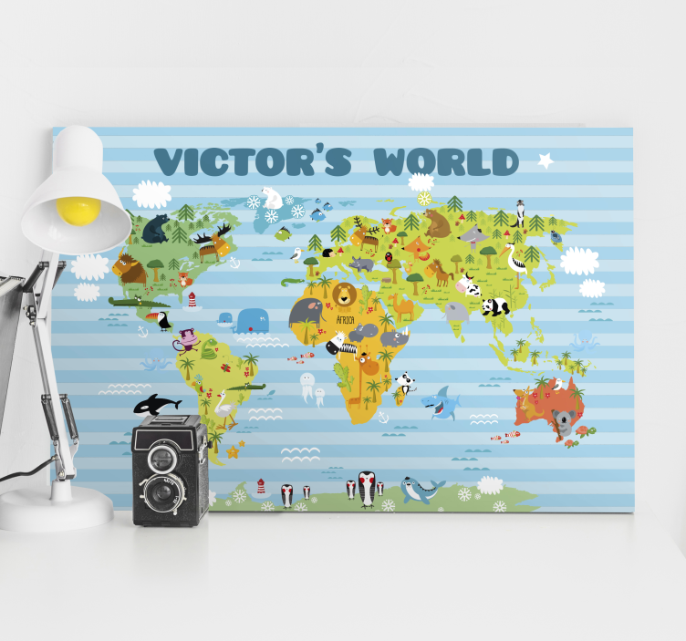 Animal Adventure Map world map wall art - TenStickers