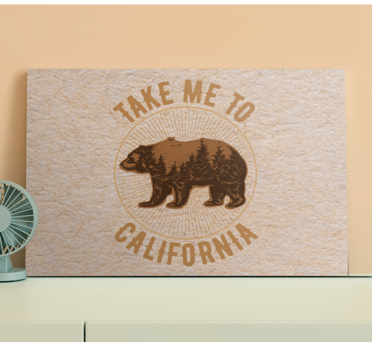 Animal canvas wall art california bear symbol - TenStickers