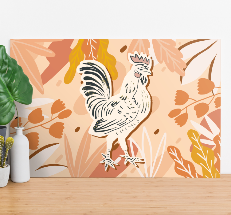 Animal canvas wall art charming rooster portrait - TenStickers