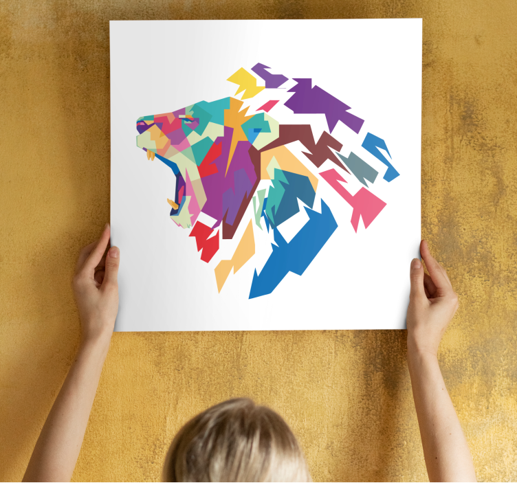 Animal canvas wall art colorful lion head - TenStickers