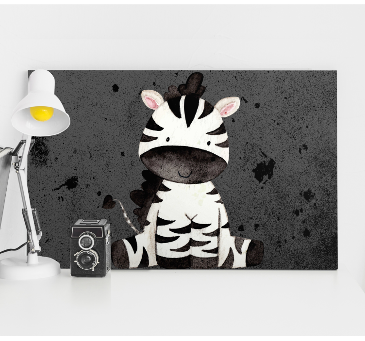 Animal canvas wall art cute zebra character - TenStickers