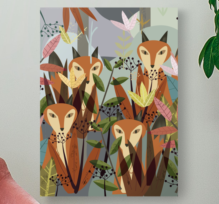 Animal canvas wall art foxes in forest - TenStickers