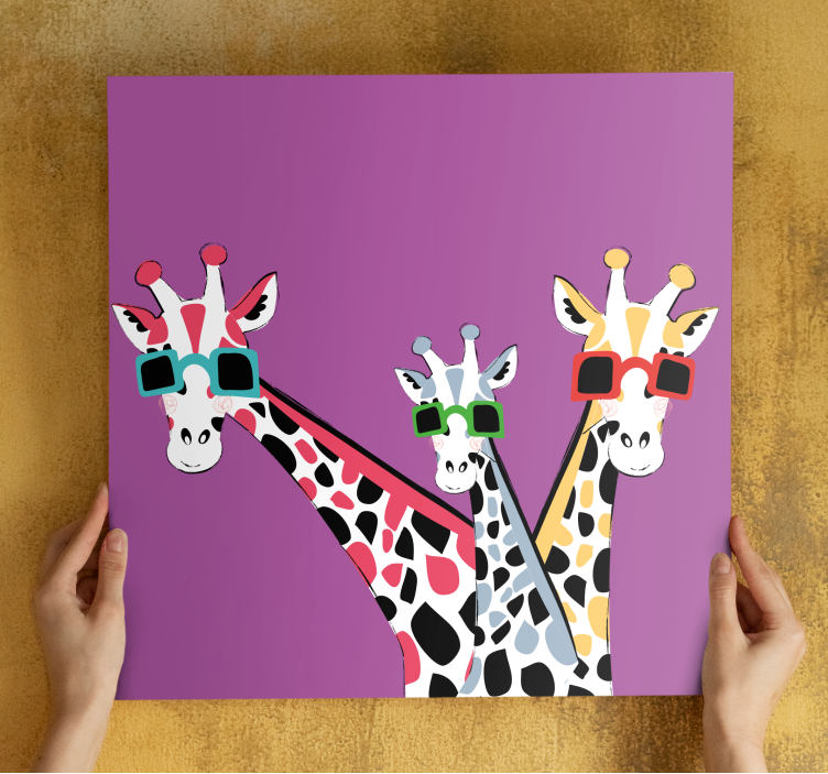 Animal canvas wall art giraffes in sunglasses - TenStickers