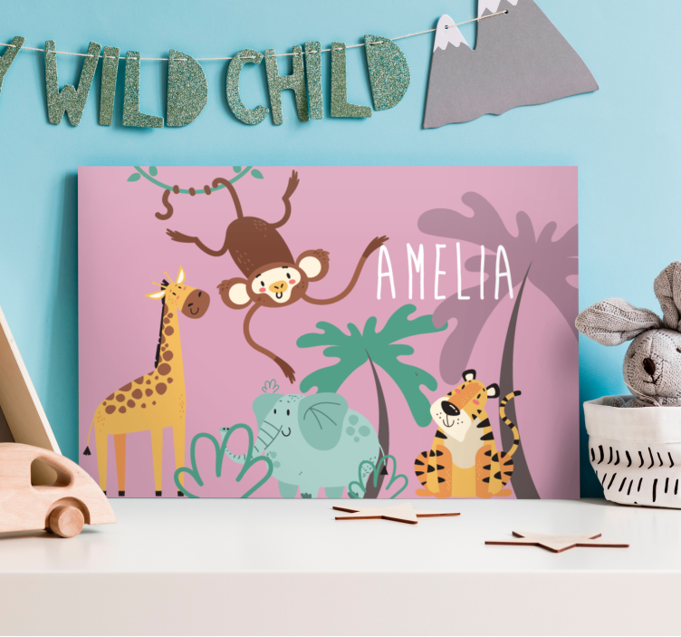 Animal canvas wall art jungle animal friends - TenStickers