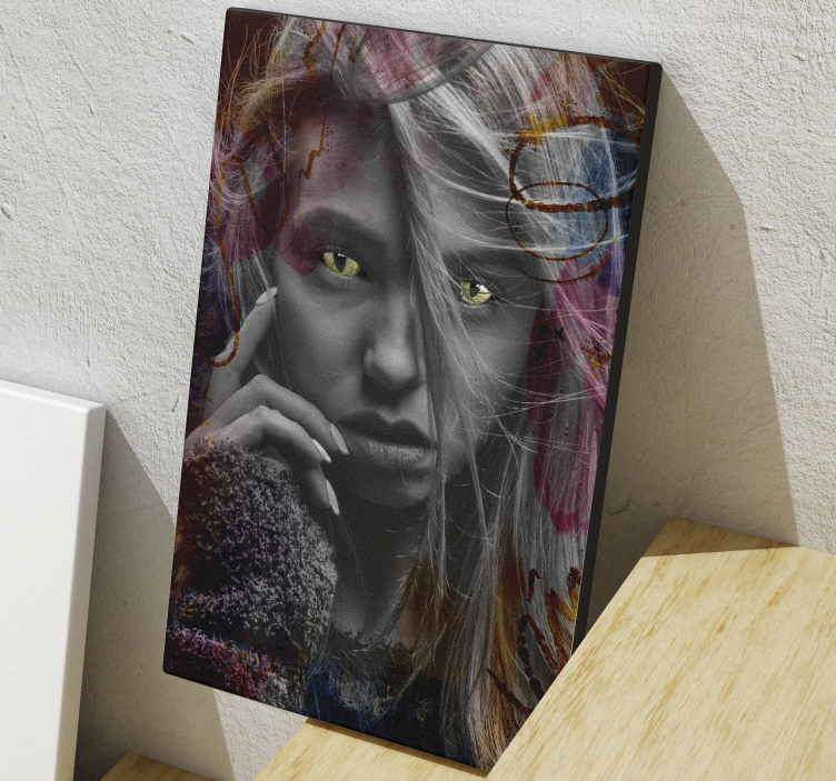 Artistic feline look modern canvas wall art - TenStickers