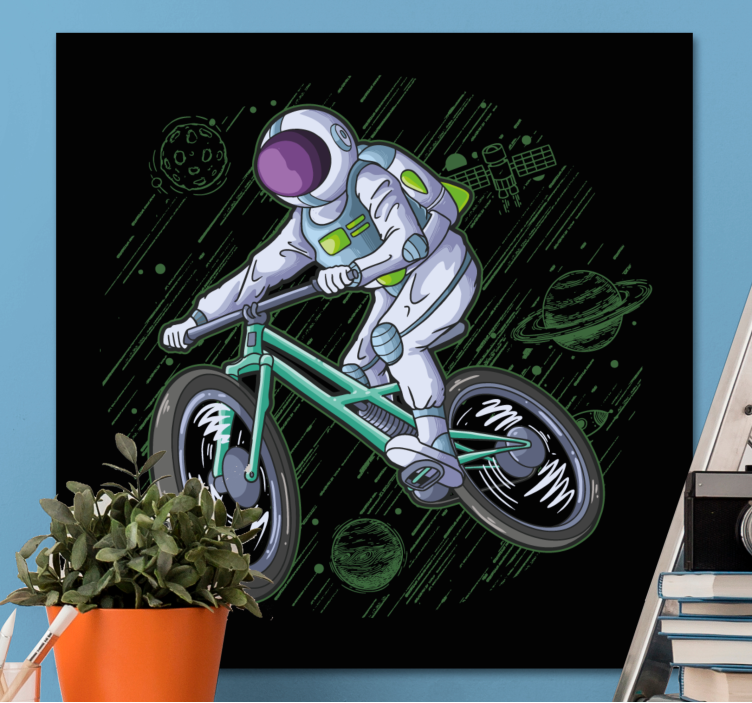Astronaut play bicycle bedroom wall prints - TenStickers
