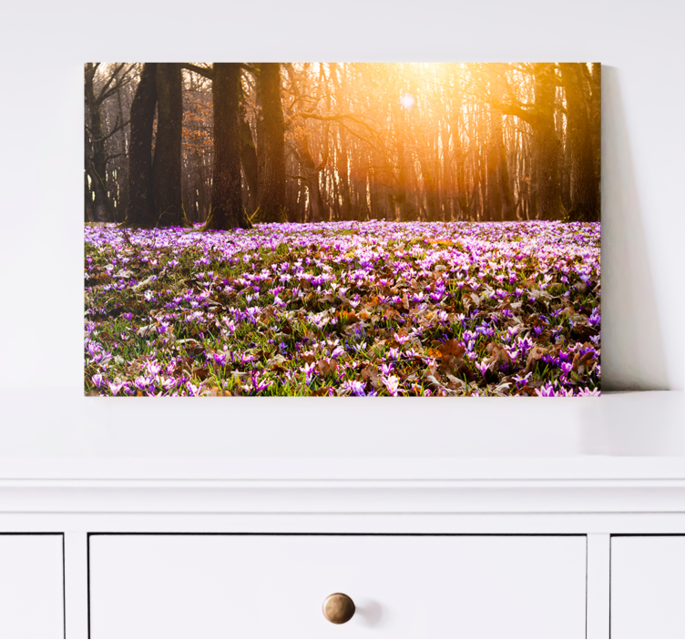 Beautiful purple crocus landscape flower canvas - TenStickers