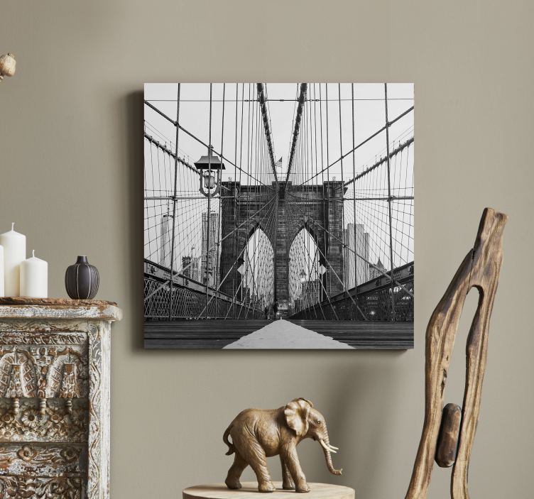 Black and white Brooklyn Bridge 3D canvas print - TenStickers