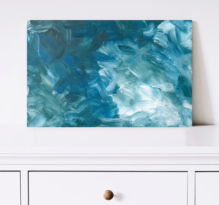 Blue abstract brush stroke bedroom wall prints - TenStickers