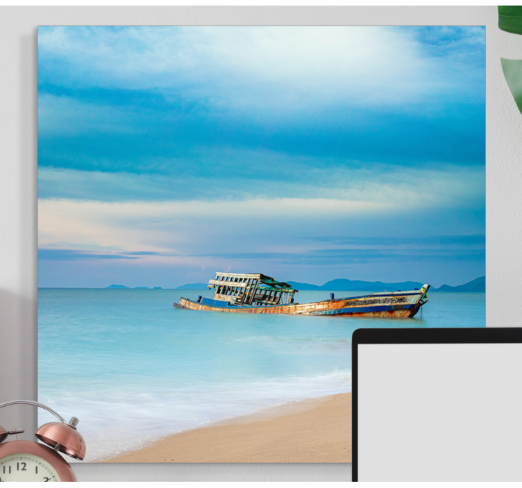 Boat on the beach landscape canvas - TenStickers