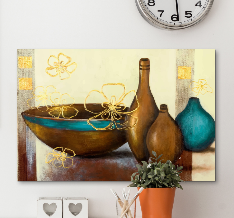 Brown and Turquoise Baroque canvas - TenStickers