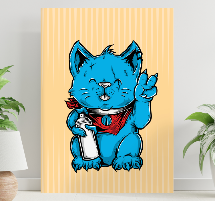 Cartoon cat with earring modern canvas - TenStickers