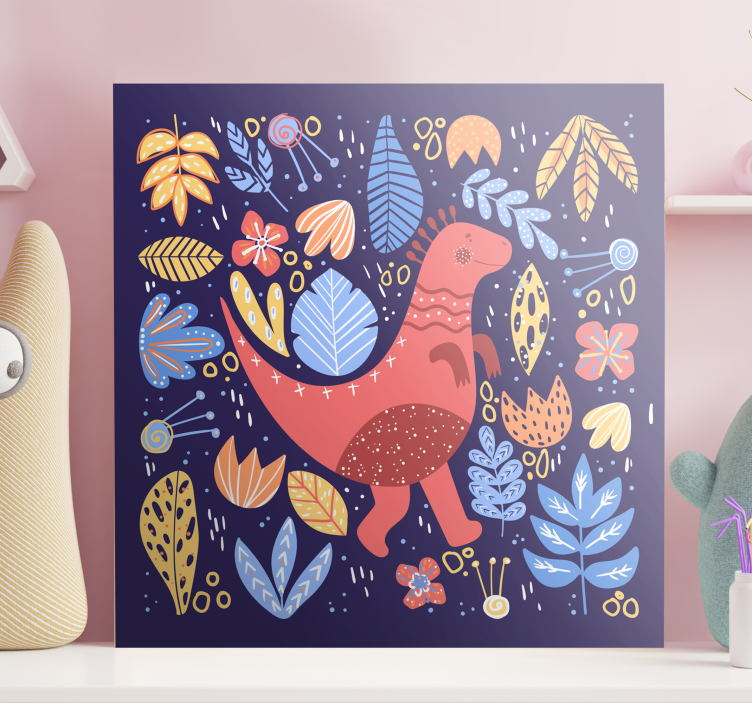 Cartoon childish dinosaurs canvas prints - TenStickers