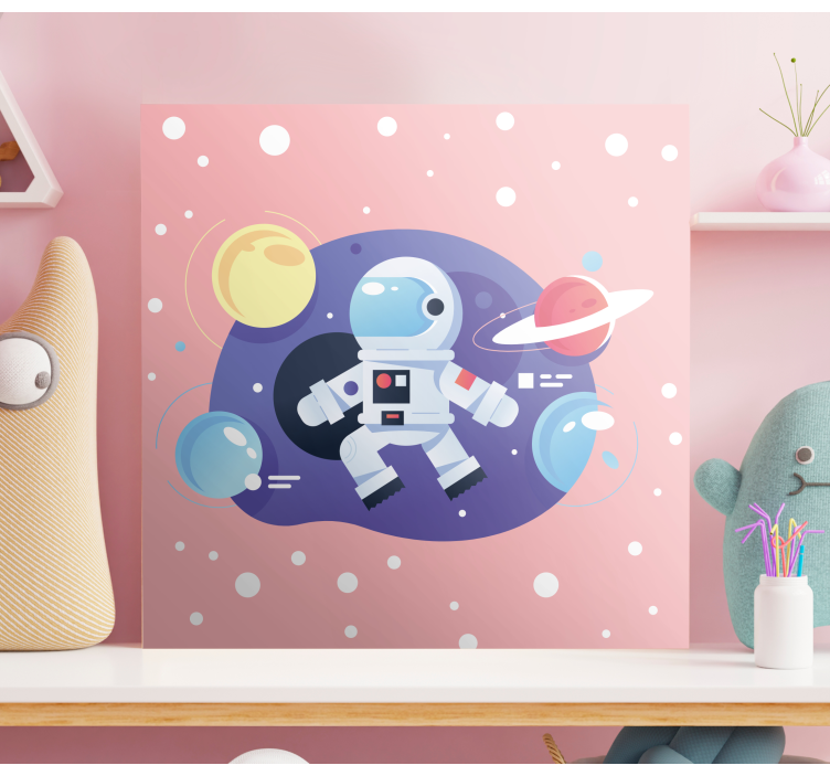 Cartoon  spaceman symbols nursery canvas - TenStickers