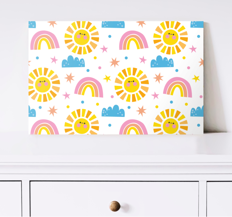 Cheerful Sun Rainbows people canvas - TenStickers