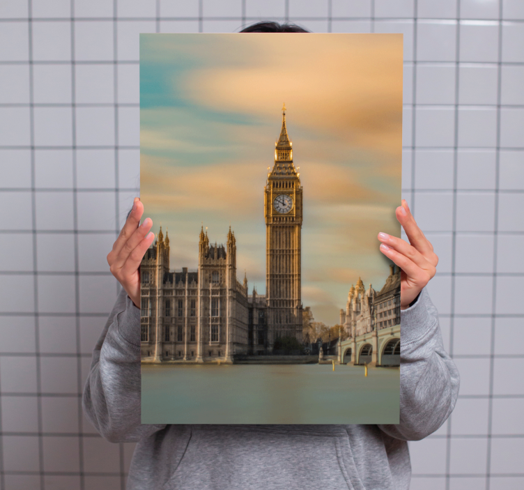 Cityscape wall art featuring big ben landmark - TenStickers