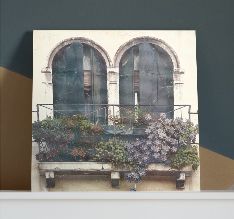 Cityscape wall art featuring charming arched windows - TenStickers