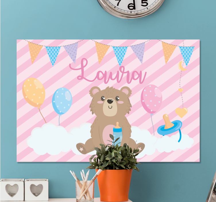 Cocktail canvas adorable bear festivity - TenStickers